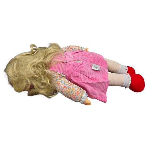 1984 Vintage 19" Vinyl Plush Doll "Sandy" Mitchell Co Kansas Pink Corduroy Dress - Picture 10 of 13